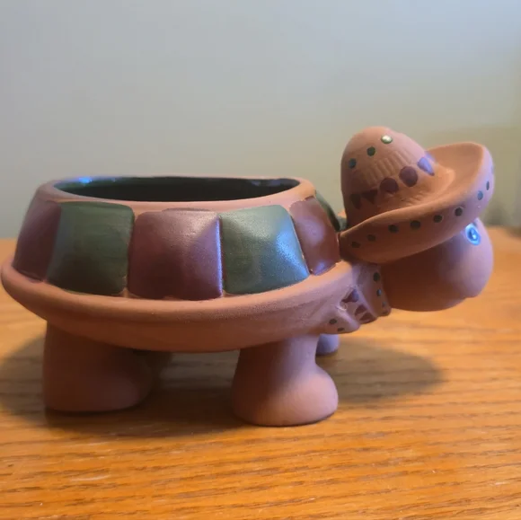 Linx Turtle Salsa Dish Terracotta Red Clay Sombrero Small Serving Bowl - Picture 4 of 11